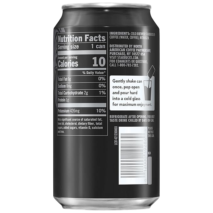 Starbucks - RTD Coffee Nitro Cold Brew Black Unsweetened 9.6 fl oz Cans (8 Pack) Iced Coffee Cold Brew Coffee Coffee Drink