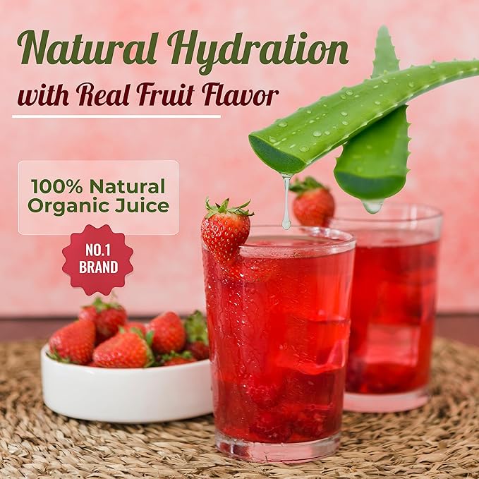 OKF Aloe Vera King Drink with Pure Aloe Pulp Variety Flavors 16.9 oz. (Strawberry Pack of 20) Korean Premium Health Beverage