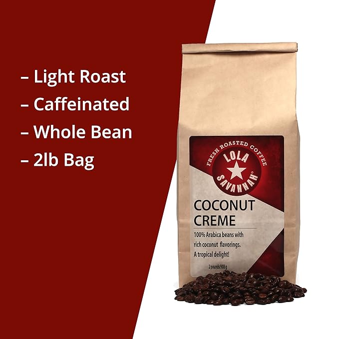 Lola Savannah Coconut Crème Whole Bean Caffeinated Coffee 2Lb