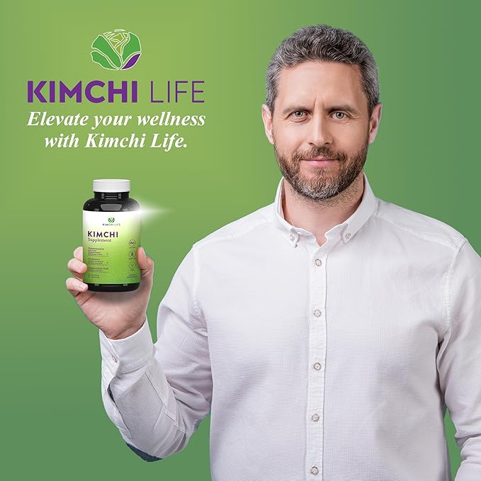 – Daily Capsules of Premium Fermented Kimchi - Vegan &amp Natural Nutritional Supplement - Probiotics for Gut Health &amp Immune Support – Enhance Energy Focus Skin and Hair Health
