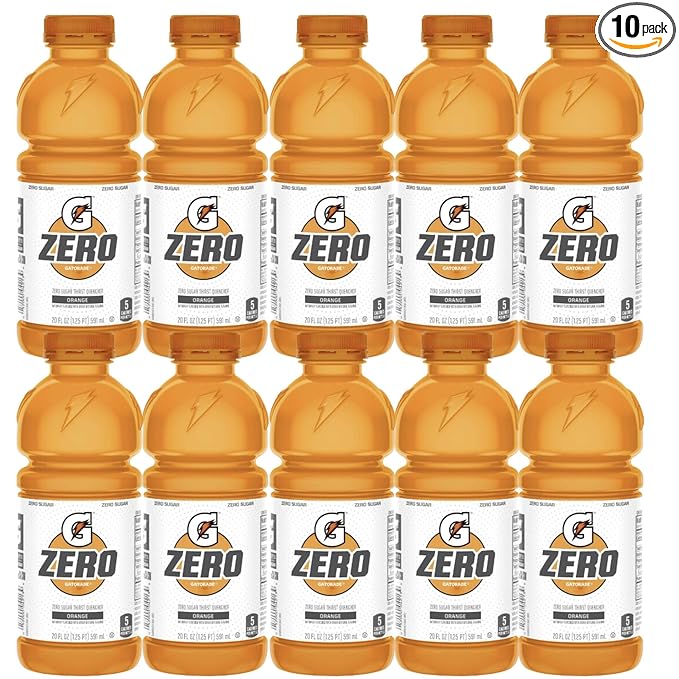 Zero Sugar Thirst Quencher Orange 20 Fl Oz Bottles 10 Pack 20 fl oz Bottles Electrolytes for Rehydration Drinks Zero Sport Drink Bottle