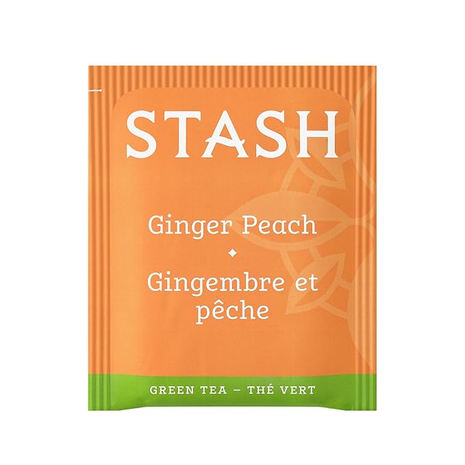 Stash Tea Ginger Peach Green Tea - Caffeinated Non-GMO Project Verified Premium Tea with No Artificial Ingredients 18 Count (Pack of 6) - 108 Bags Total