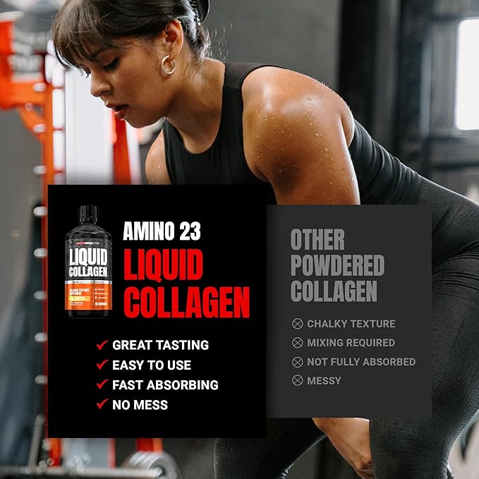 ProSupps Amino23 Liquid Collagen Shots Citrus Punch - Collagen Peptide Post Workout Supplement Supports Healthy Aging Joints Skin &amp Hair - Gluten-Free &amp Zero Sugar - 16 Servings