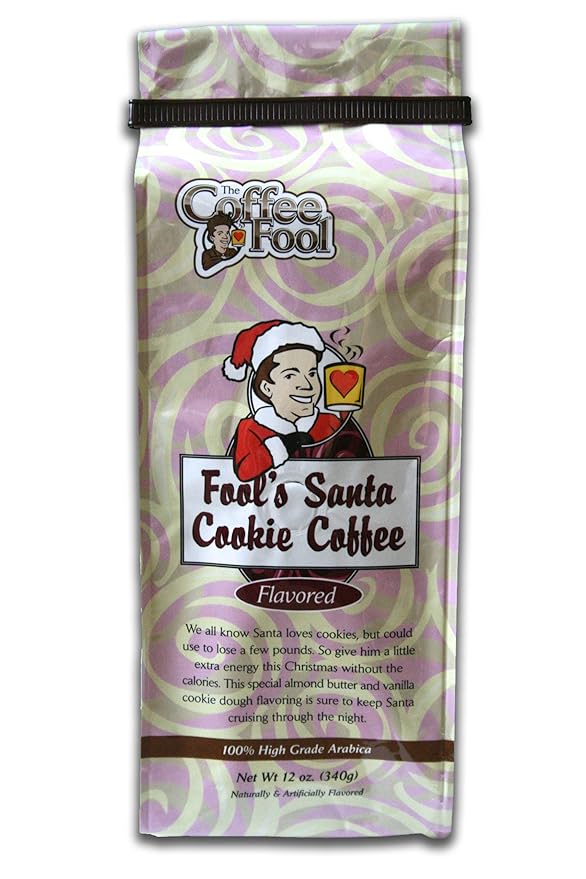 The Coffee Fool Fool's Whole Bean Decaf Santa's Cookie Coffee 12 Ounce