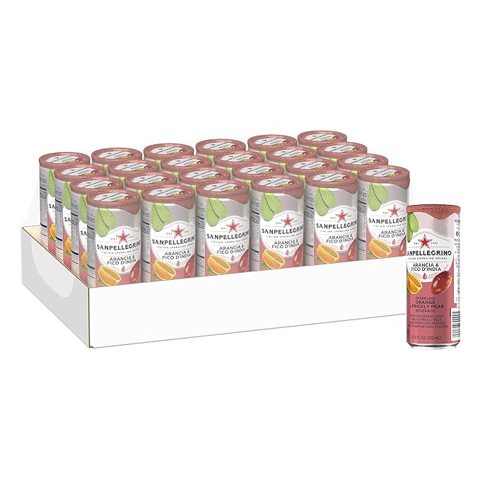 Sanpellegrino Prickly Pear and Orange Italian Sparkling Drinks 11.15 fl oz. Sleek Cans (24 Count)