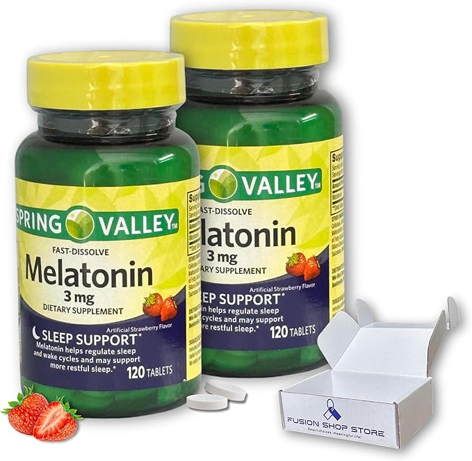 Melatonin 3mg- Fast Dissolve 120 Tablets (Pack of 2) Boxed by Fusion Shop Store