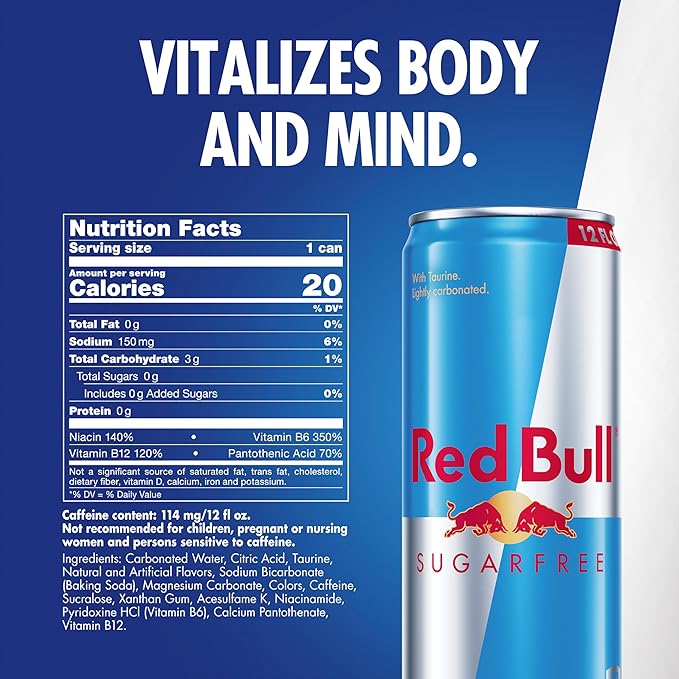 Red Bull Energy Drink Sugar Free 12 Fl Oz Pack of 24