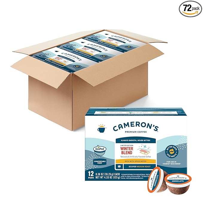 Cameron's Coffee Single Serve Pods Flavored Winter Blend 12 Count Pack of 6