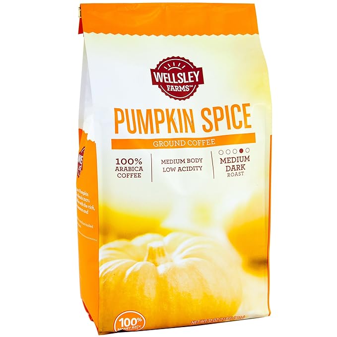 Pumpkin Spice Ground Coffee | 100% Arabica Medium Dark Roast Low Acidity | 2 Pounds (32 Oz) | Rich Creamy Flavors Of Cinnamon &amp Pumpkin Pie (Pumpkin Spices)