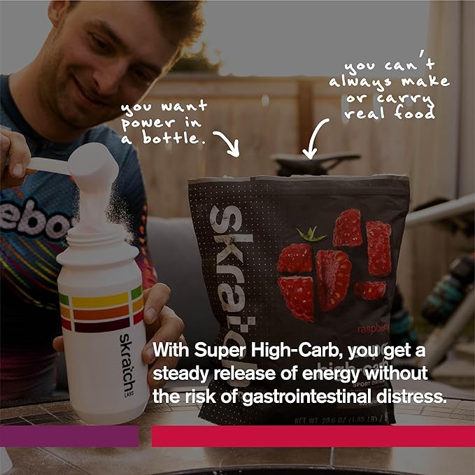 Skratch Labs Super High-Carb Hydration Powder | Carbohydrate Powder with Cluster Dextrin and Electrolytes | Endurance Energy Drink | Raspberry (840 Grams) | Non-GMO Gluten Free Vegan Kosher