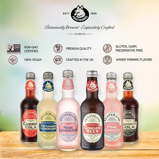 Fentimans Sparkling Victorian Lemonade - Sparkling Lemonade Lemon Sparkling Water Great Over Ice or as Mixer All Natural Ingredients Craft Soda Botanically Brewed - 275 ml (Case of 6)