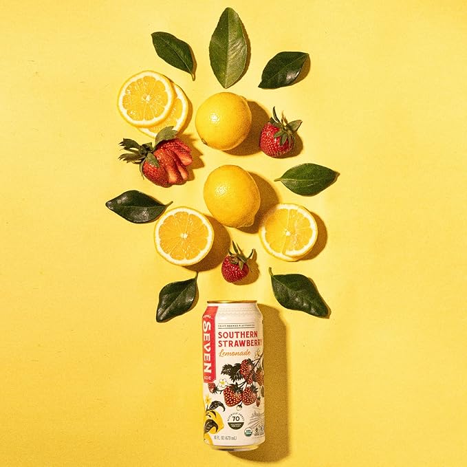 SevenTeas Southern Strawberry Lemonade 16 OZ (Pack of 12 Cans) Organic