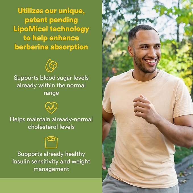 Natural Factors Berberine LipoMicel Matrix - Daily Supplement Supports Metabolic Health - Formula Supports General Health - Gluten-Free &amp Dairy-Free - 90 Liquid Softgels (90 Servings)