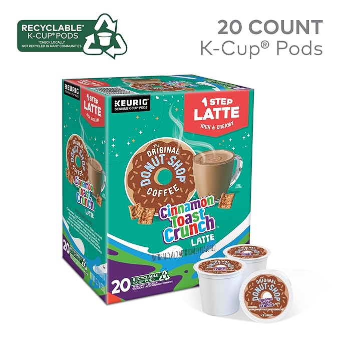 The Original Donut Shop Cinnamon Toast Crunch One-Step Latte Keurig Single Serve K-Cup Pods 20 Count