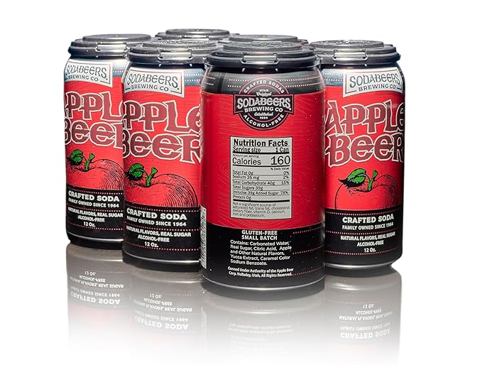 Apple Beer | SodaBeers Brewing Co | Alcohol-Free Gluten-Free Crafted Soda Made With Natural Apple Flavors and Real Sugar Refreshing Fruit Beverages (12 Cans)