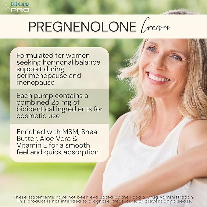 BIOLABS PRO Pregnenolone All Natural Bioidentical Pregnenolone 2.5% Maximum Strength Two-Month Supply (Unscented - 3oz)