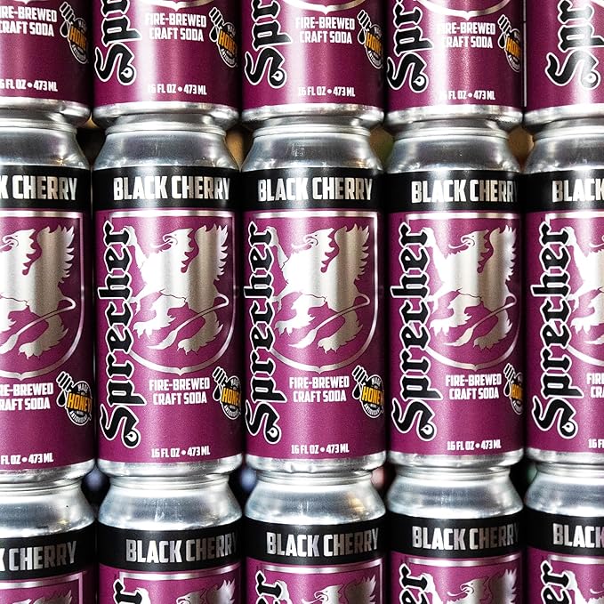 Sprecher Orange Dream Craft Soda &amp Black Cherry – Fire-Brewed with Real Honey Handcrafted Gourmet Beverages Caffeine-Free – 16 fl oz Cans (24 Pack Total)