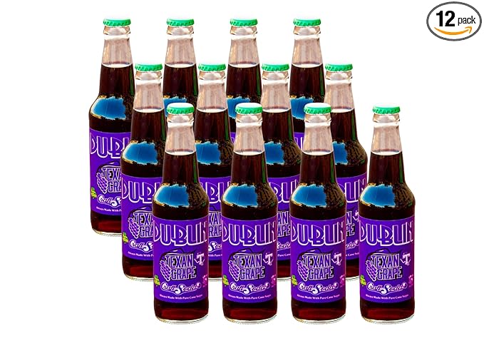 Dublin Bottling Works Craft Soda Pure Cane Sugar Made in Texas – Assorted 12-Pack – Premium Small-Batch Soda Gluten-Free Retro Artisanal Beverages (12 Pack TEXAN Grape)