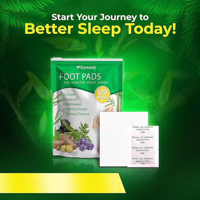 Ginger &amp Bamboo Vinegar Foot Pads: 120 Pack Natural Foot Pads with Bamboo Charcoal Wormwood &amp Lavender for Adults and Elderly Soothing Overnight Sleep Care