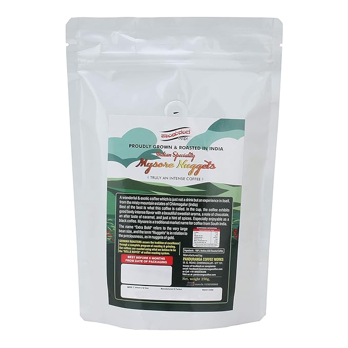Panduranga Coffee | Mysore Nuggets | 100% Plantation AAA Arabica Coffee | Extra Bold | Black Coffee- 500grams (Pack of 1)