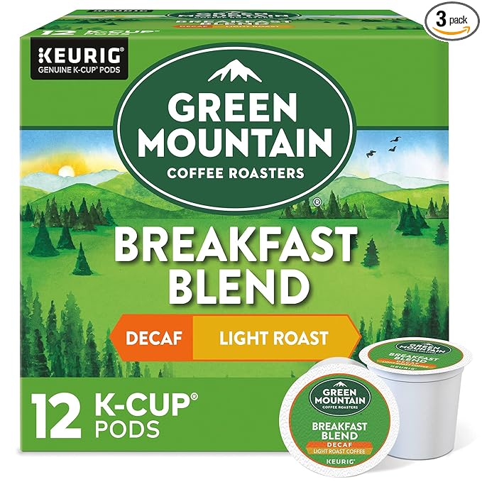 Green Mountain Keurig Decaf Coffee Breakfast Blend 12 ct-PACK OF 3