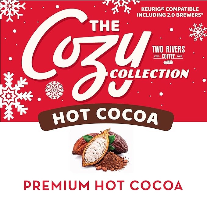 Two Rivers Coffee Cozy Collection Holiday Hot Cocoa Pods Compatible with Keurig K Cup Brewers Assorted Flavors 40 Count (Pack of 1)