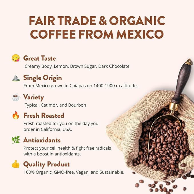 Magic Mexico Medium Roast Ground Coffee Freshly Roasted GMO-Free 12 oz.