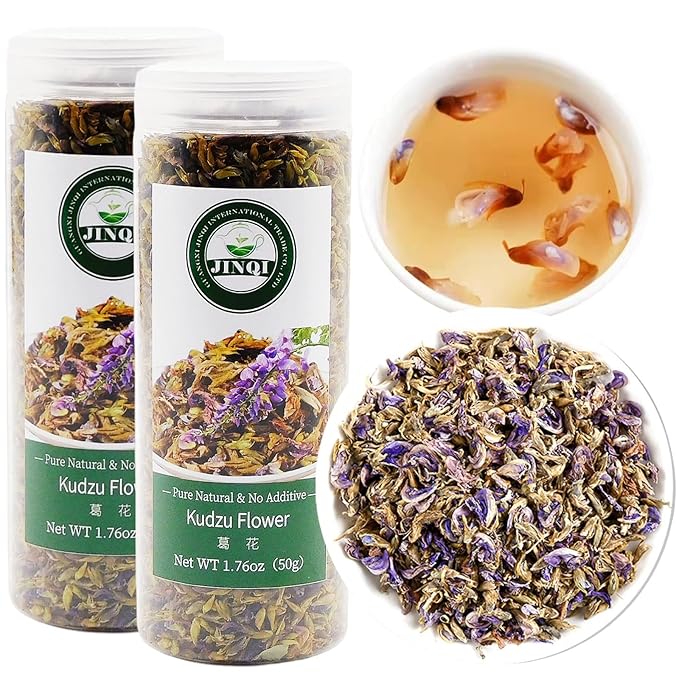 JINQI Kudzu flower Tea Ge Hua 葛花 3.52oz/100g (1.76oz/50g*2) Pueraria Lobata Flower Ge Scented Skin Care Flower Holiday Gifts Tea Gifts