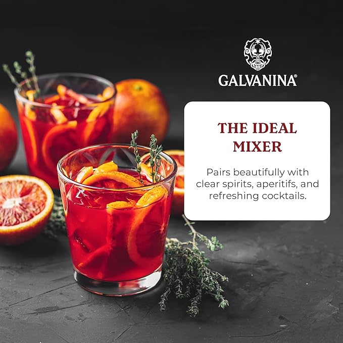 Galvanina Blood Orange – Premium Organic Italian Sparkling Soda 12 fl oz (6 Glass Bottles) | Vibrant Sicilian Blood Orange Soda Naturally Citrusy.