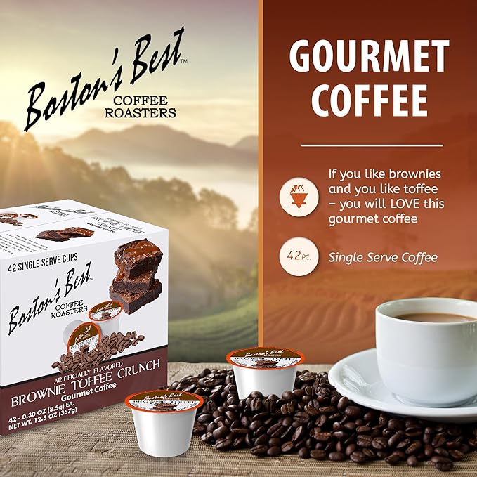 Boston’s Best - Brownie Toffee Flavored Delicious Gourmet Coffee Compatible with Keurig Coffee Maker 1 Count (42 Single Serve Medium Roast Cups)