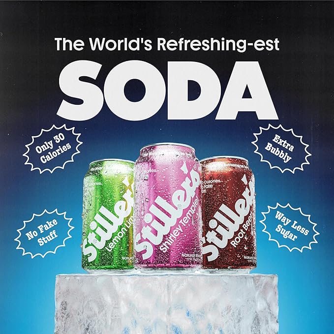 Stiller’s Natural Soda Variety Pack – Shirley Temple Lemon Lime &amp Root Beer – 12pk of Low Sugar Vitamin-Enriched Cans – All-Natural No-Biotic Zero-Guilt Sodas for Real Soda Lovers