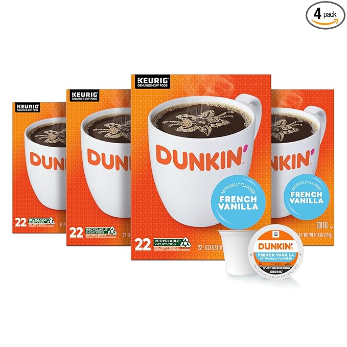 Dunkin' French Vanilla Flavored Coffee 88 Keurig K-Cup Pods