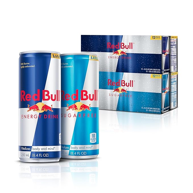 Bundle of Red Bull Energy Drink 8.4FL Oz 12 pack + Red Bull Sugarfree Energy Drink 8.4-Fl OZ 12 Pack