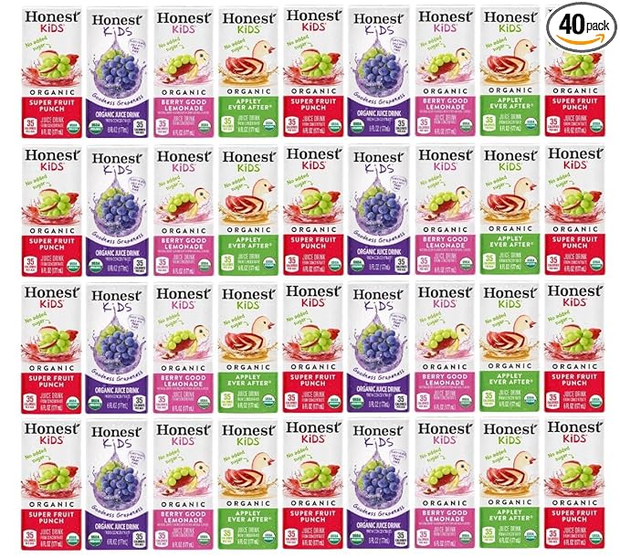 Honest Kid Assorted Organic Juice Drink Variety Pack 6 Fl Oz (Pack of 38)