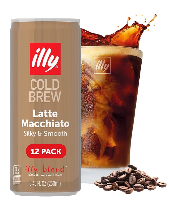 illy Ready To Drink Latte Macchiato Cold Brew Coffee Cans 100% Arabica Premium Italian Coffee 8.45oz 12 Pack