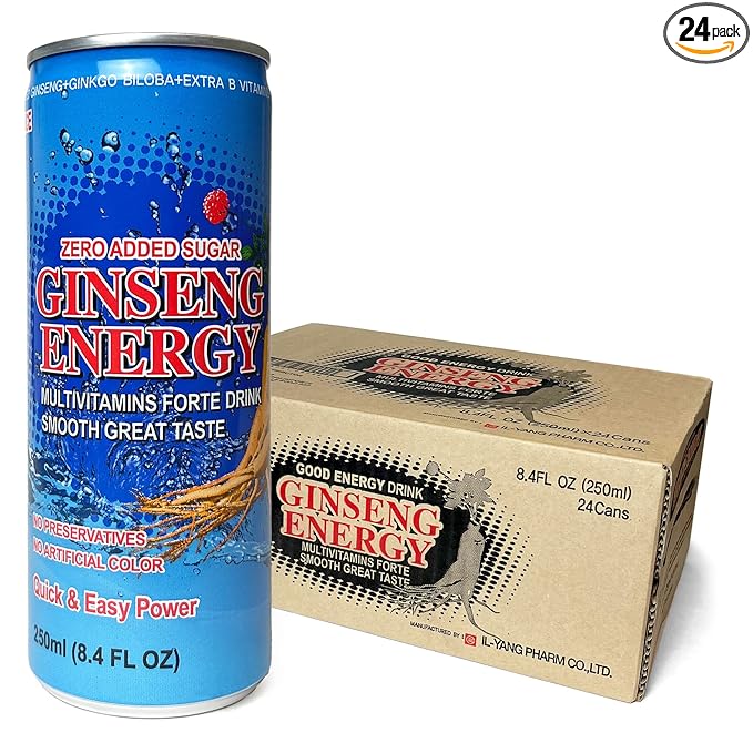 Ginseng Energy Drink Zero Added Sugar 8.4 Fl Oz (24 Cans Per Pack)