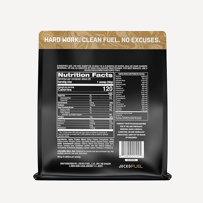 Jocko Fuel Whey Protein Powder Coffee &amp Donuts 22g Protein Digestive Enzymes + Probiotic Blend No Sugar Added with Essential Amino Acids + Electrolyte Minerals 28 Servings