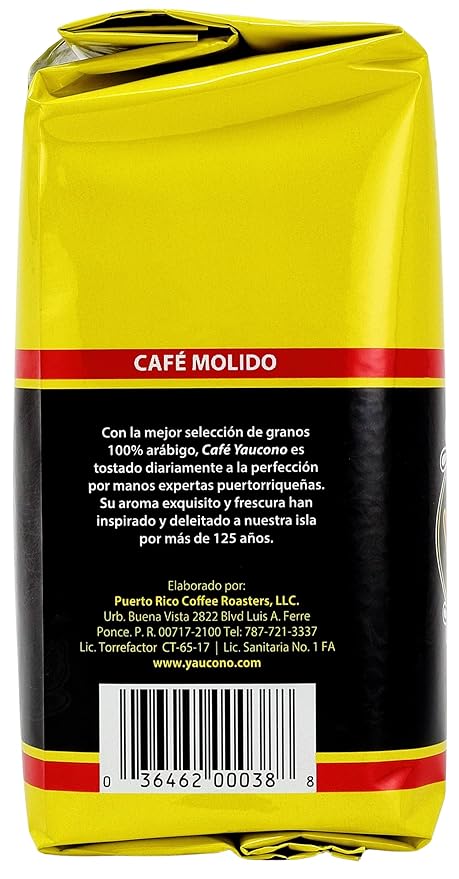 Yaucono Coffee Arabica Medium Roast Ground Roasted and Bagged in Puerto Rico 8 Ounce (Pack of 3)
