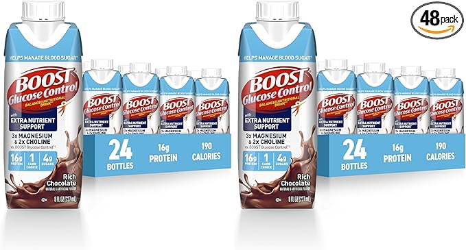 BOOST Glucose Control Ready to Drink Nutritional Drinks with Extra Nutrient Support DrinkRich Chocolate8 Fl Oz(Pack of 48)