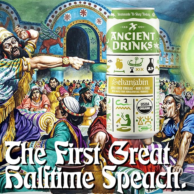ANCIENT DRINKS Sekanjabin Apple Cider Vinegar Hydration Drink – Organic Electrolyte ACV Beverage with Probiotics – Ancient Persian Inspired Mint &amp Honey Vinegar Drink – 16 oz Cans 12 Pack