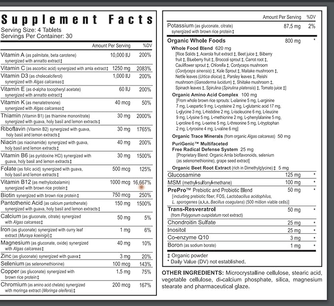 Youngevity Beyond Tangy Tangerine 2.0 Multi-Vitamin &amp Mineral Complex - Made with Natural &amp Whole Foods | 160000 ORAC | 120 Tablets - 6-Pack