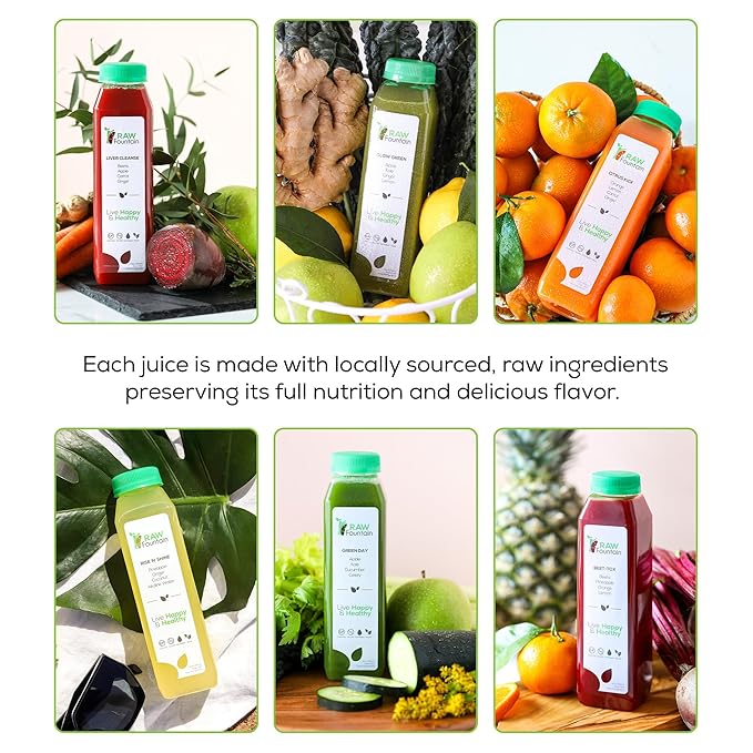 7 Day Juice Cleanse by Raw Fountain All Natural Raw Detox Cleanse Cold Pressed Juice Fast Great Way to Jumpstart a Healthy Diet Kosher Vegan NO Sugar Added 42 Bottle 12oz
