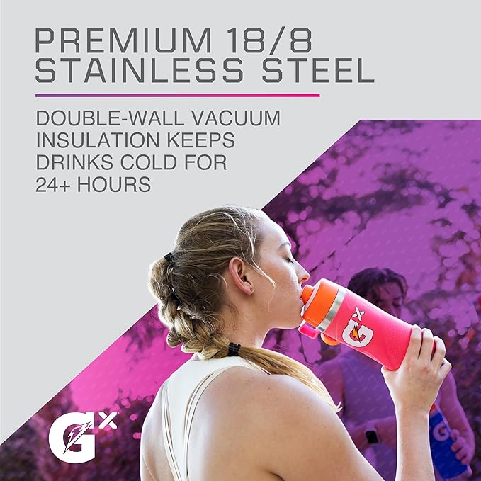 Gatorade 32oz Stainless Steel Bottle and 30oz Gx Bottle Bundle