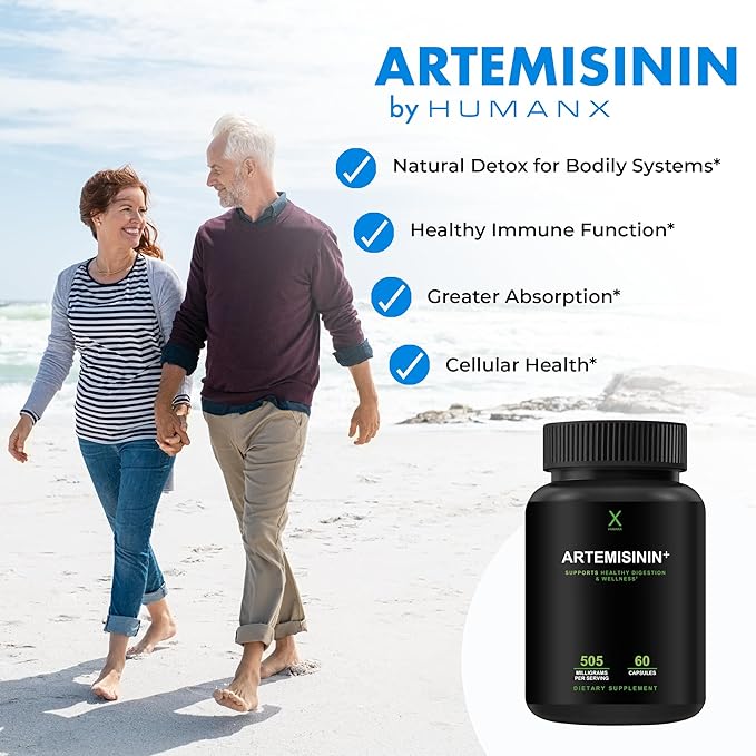 HUMANX Artemisinin 505mg with Bioperine for Greater Absorption - Supports Healthy Aging Digestion and Immunity - USA Third Party Tested - Vegan Non-GMO - Artemisia Annua - Sweet Wormwood Extract