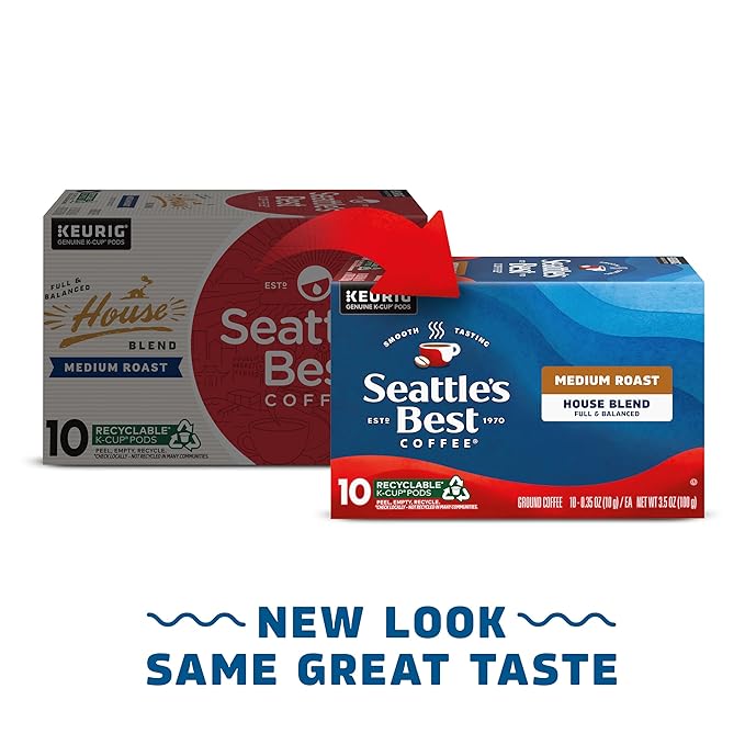 Seattle’s Best Coffee Medium Roast K-Cup Coffee Pods House Blend 100% Arabica 6 Boxes (60 Pods Total)