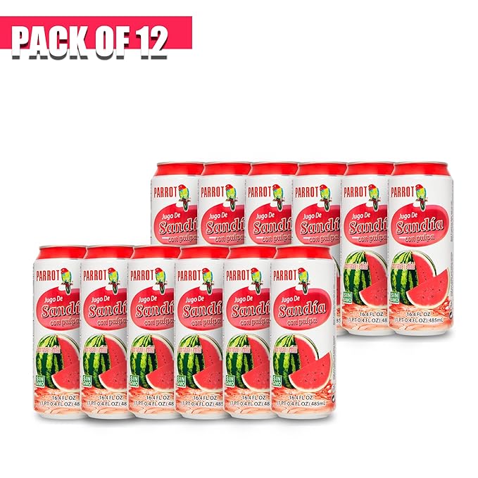 Parrot Brand Watermelon Juice Drink with Pulp 16.4 fl. oz.(Pack of 12)