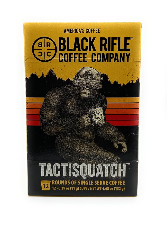 Black Rifle Coffee Company Tactisquatch Single Serve Pods Dark Roast - 12 count - Roasted in the USA - America's Coffee