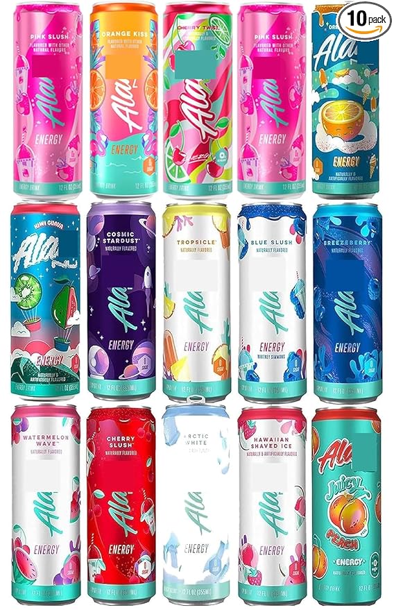 Alani Energy Drink Assorted Variety 10 Pack Sugar Free Low Calorie Energy Drinks Pre Workout Performance Zero Sugar 12 Fl Oz Cans