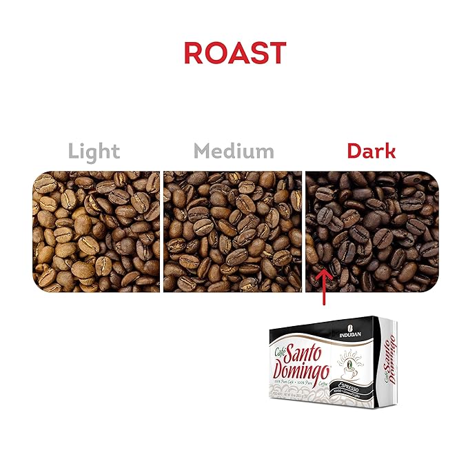 Café Santo Domingo Espresso 10 oz Vacuum Bag Ground Coffee Dark Roast - Product from the Dominican Republic (Pack of 4)