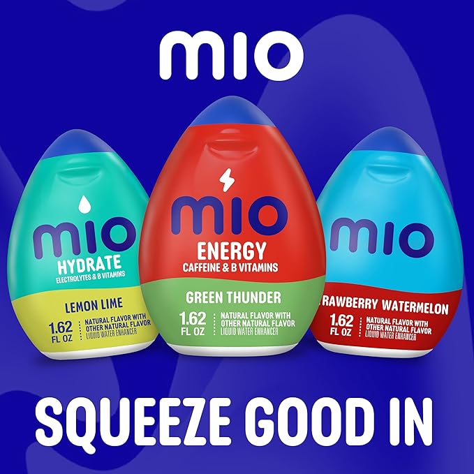 Mio Energy Water Enhancer Variety Pack 1.62 fl oz 4 Flavors (Wicked Blue Citrus Acai Berry Black Cherry Green Thunder) with Caffeine and B-Vitamins Zero Sugar